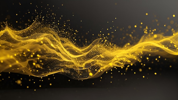 Yellow color abstract particles wave background design wallpaper