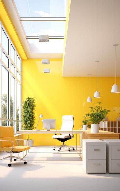 Photo yellow color aesthetics in the workspace