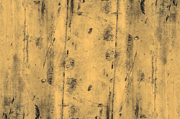 Yellow color damaged old wooden table top for texture background