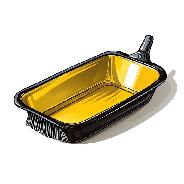 Photo yellow color dustpan handdrawn vector white background i