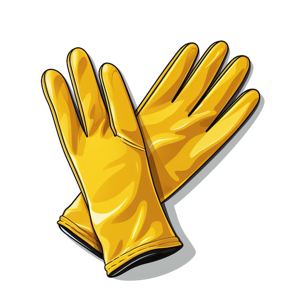 Yellow color Gloves isometric vector white background iso