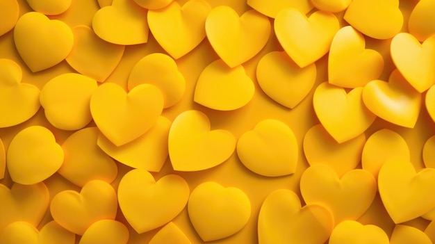 Yellow Color Hearts as a background