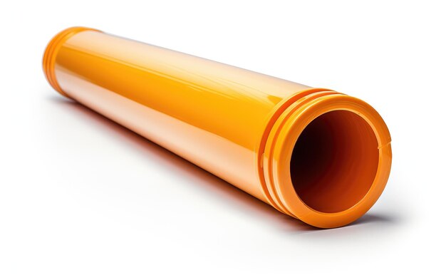 Photo yellow color subsurface drainage pipe on white or png transparent background