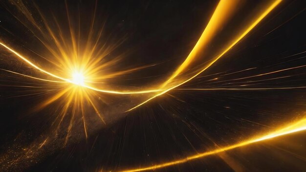 Yellow colorful sunlight lens flare black background