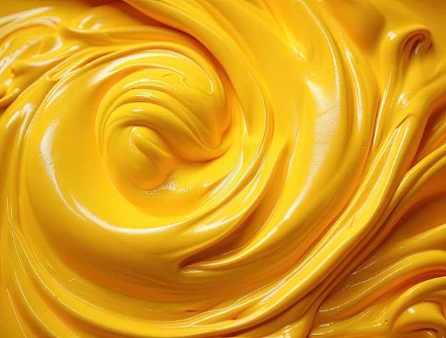 a yellow coloured paste that has thick spiral curled design on it in the style of close up