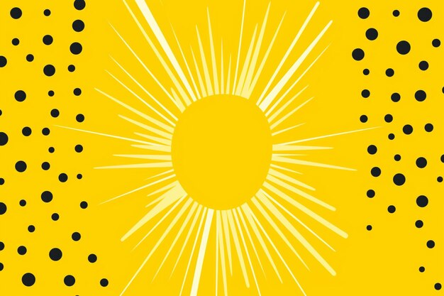 Foto yellow comic background with sun burst and dot halftone