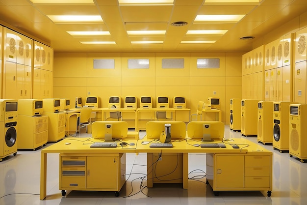 yellow computer room