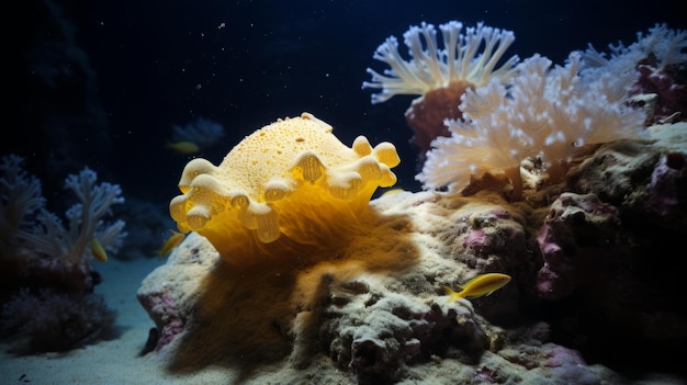 Yellow corals on the seabed