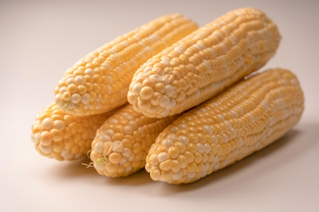 Yellow corn isolated on white background Copyspace