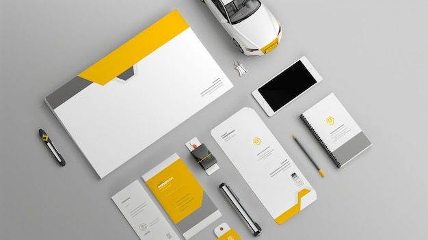 yellow corporate business brand identity business stationery