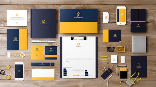yellow corporate business brand identity business stationery