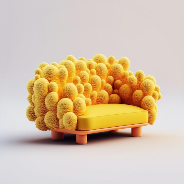 A yellow couch made by the company of the company.