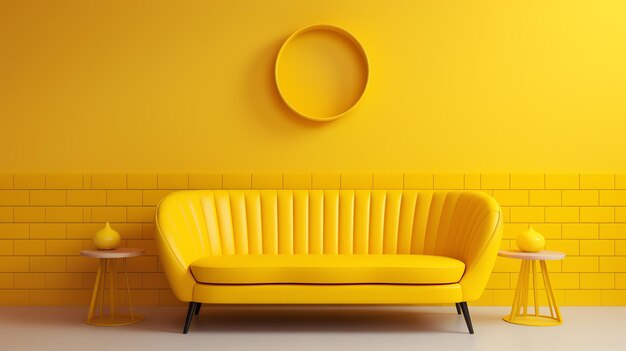 Photo a yellow couch in a room