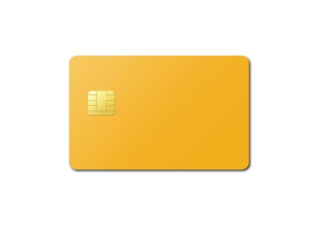 Photo yellow credit card on a white background