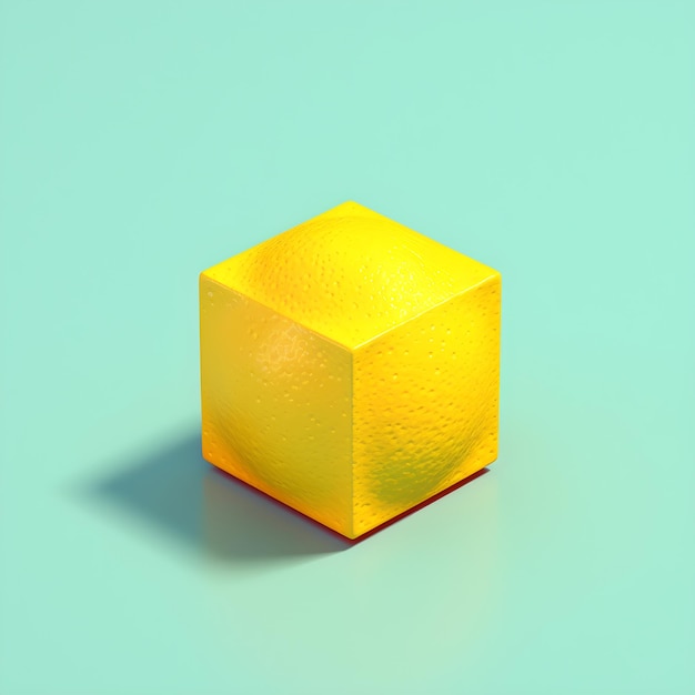 A yellow cube with the word cube on it