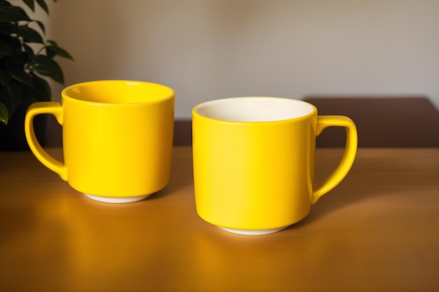 Photo yellow cup sunny delight the vibrant yellow mug generative ai