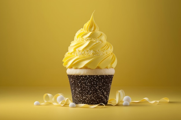 Yellow cupcake Illustration AI Generative