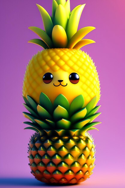 yellow cute cartoon pineapple