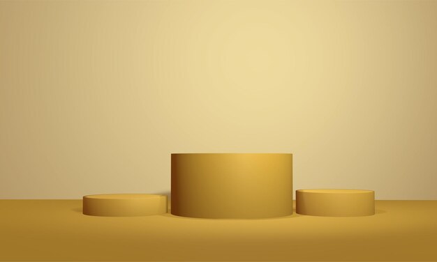 yellow cylinder podium 3d render design for product showcase mockup