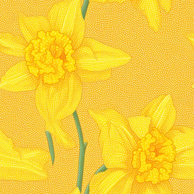 Yellow daffodils on a yellow background generative ai