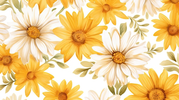 Yellow daisies on a white background.