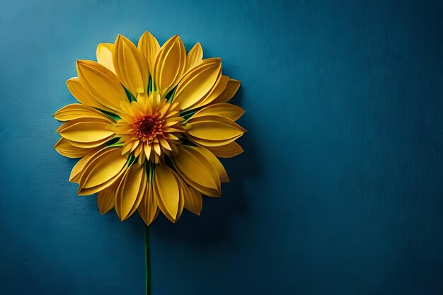 Yellow daisy on a blue background