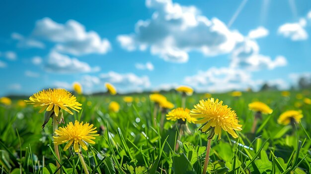 黄色いオオカミの花と美しい空