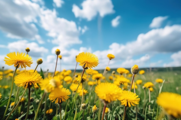 黄色いタンポポの花