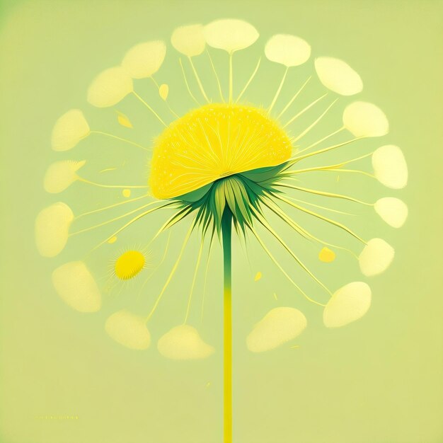 A yellow dandelion with white circles on it