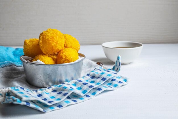 Yellow delicious fried ball cheese