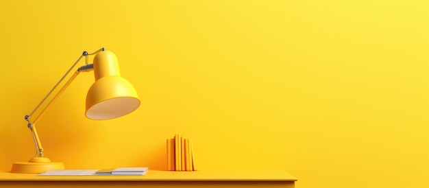 Yellow desk lamp on yellow background for office work concept