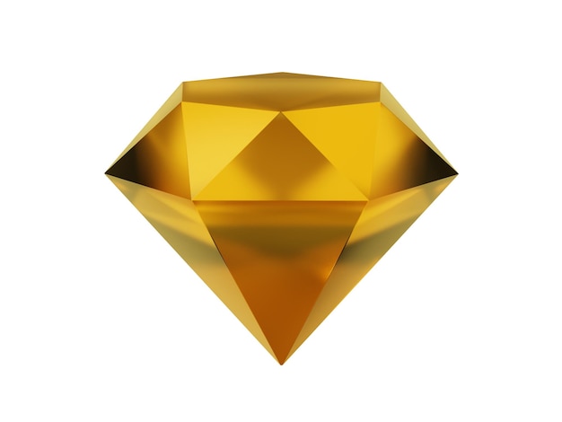 Yellow diamond jewelry 3D rendering Icon on white background