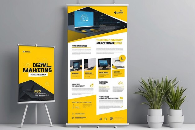 Foto disegno di banner di marketing digitale giallo