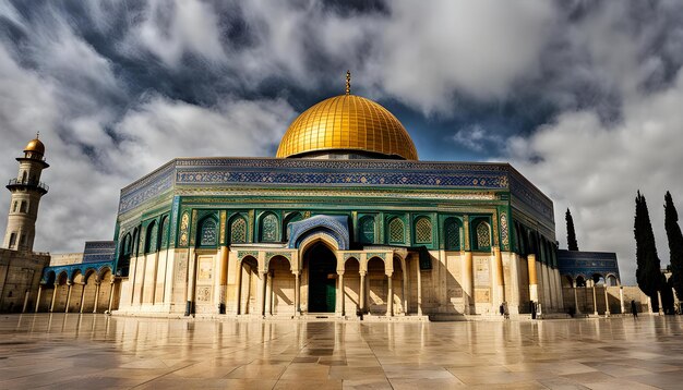 a yellow dome with the words  islamic  on the top