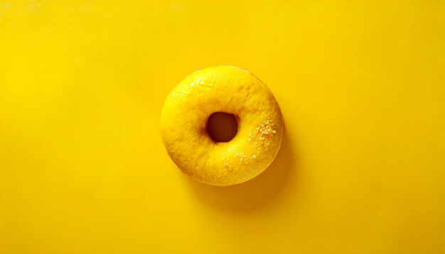 Photo yellow donut on the yellow background
