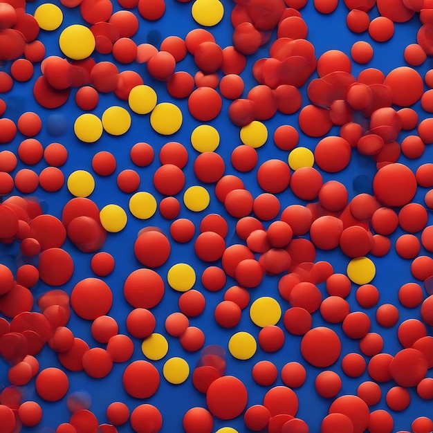 Yellow dots on blue and red background