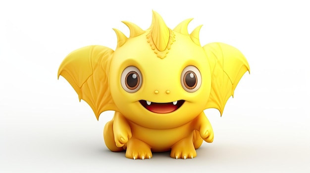 大きな目と大きな笑顔を持つ黄色いドラゴン