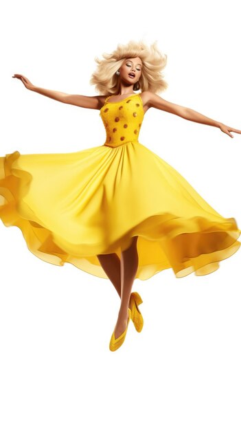 A yellow dress with a yellow dress on it