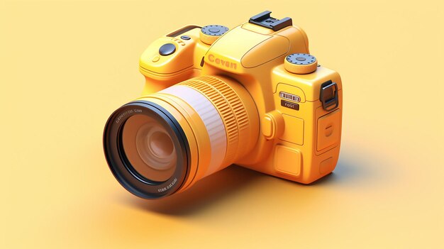 Photo yellow dslr camera icon isometric view 3d rendering