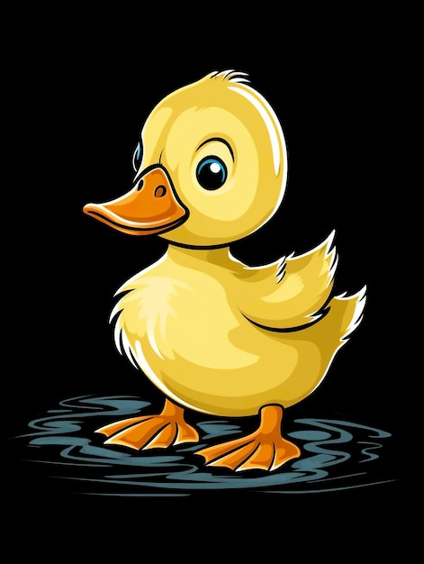 a yellow duck is standing in the water generative ai image