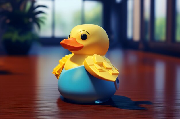 Yellow duck toy Cute bright waterfowl Generative AI