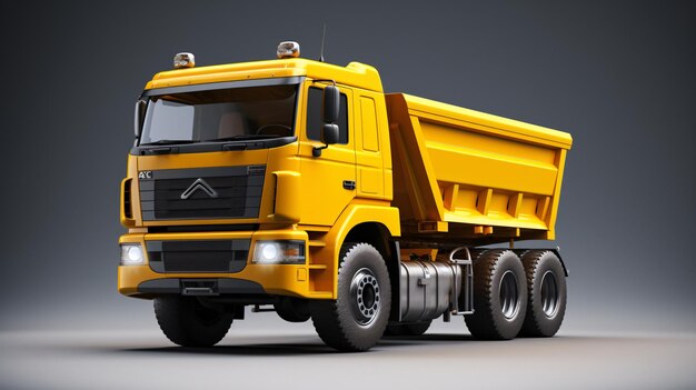 Yellow dump truck 3D rendering