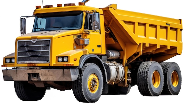 a yellow dump truck with a yellow bumper.