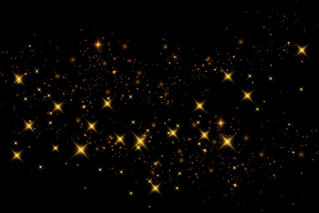 黄色い塵 美しい光の閃光 塵の粒子が宇宙で飛ぶ ボケ効果 水平の光線