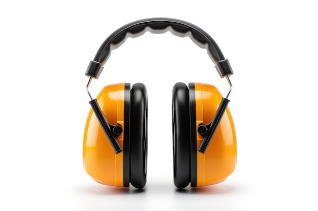 Photo yellow ear muffs on white background on a white or clear surface png transparent background