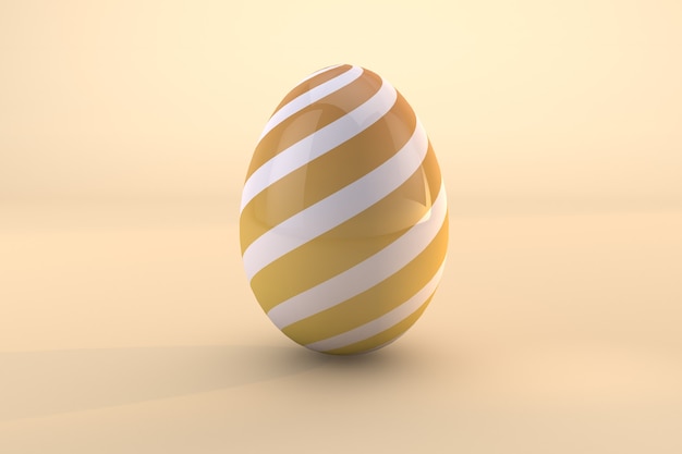 Yellow easter egg pattern isolated on yellow background. 3D render a file psd transparent background