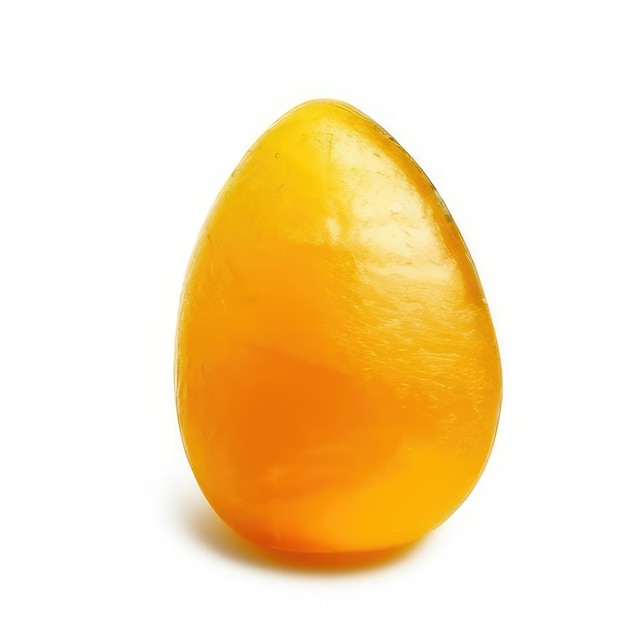 Photo a yellow egg shaped item is shown on a white background.