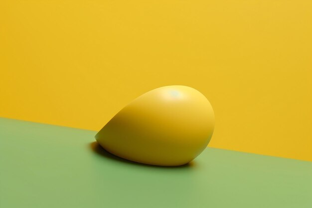 A yellow egg sits on a green table.