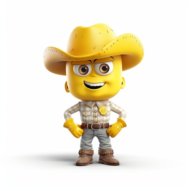 yellow emoji in cowboy style