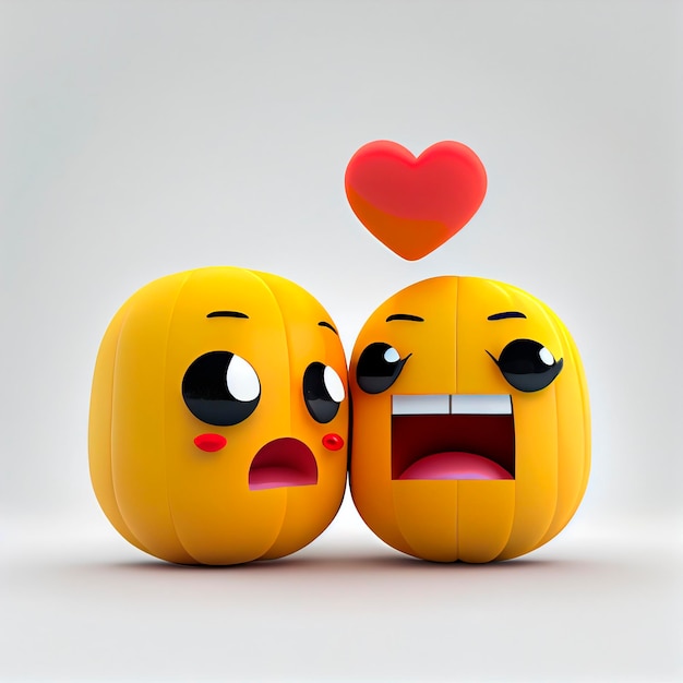 Photo yellow emoji with scared face, 3d rendering